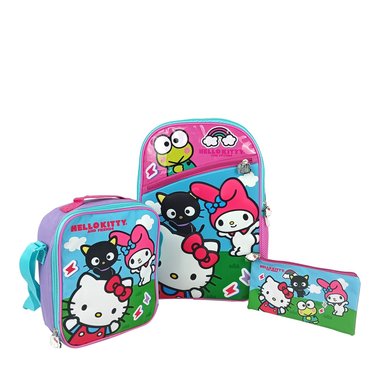 SET MOCHILA 2 BOLSILLOS OFICIO SCOOL RANGER - HELLO KITTY Y FRIENDS - 1