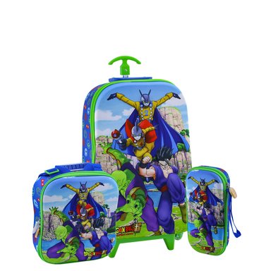 SET MALETA FULL 3D EVA TRIPLE RUEDA SCOOL RANGER - DRAGON BALL