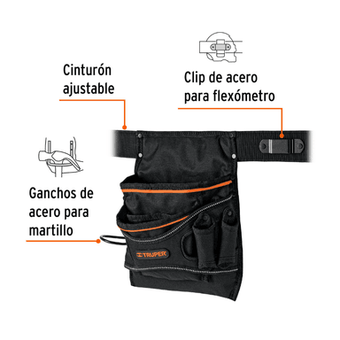CANGURO TRUPER POHE-13N PORTAHERRAMIENTAS CINTURON AJUSTABLE COMPARTIMIENTOS NEGRO - 1