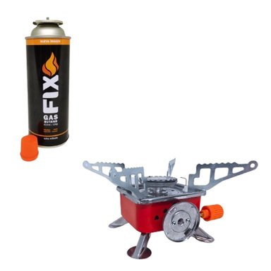 COMBO COCINA PARA CAMPING K-202 + GAS BUTANO FIX 230G