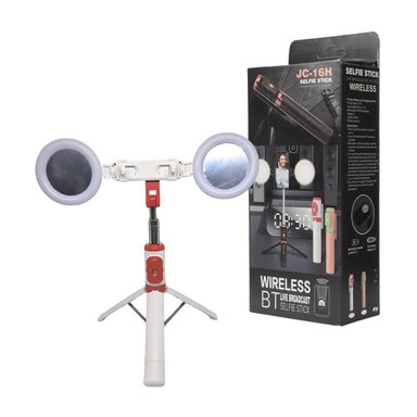 PALO SELFIE BLUETOOTH JC-16H DOBLE LUZ LED 110CM BLANCO
