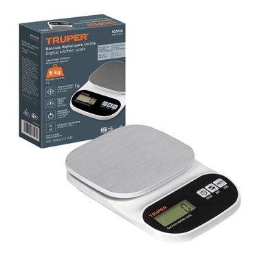 BALANZA DIGITAL DE COCINA 5KG TRUPER BASE-5EA PLATO DE ACERO