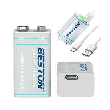 BATERÍA RECARGABLE 9V BESTON CON CABLE USB C - 2