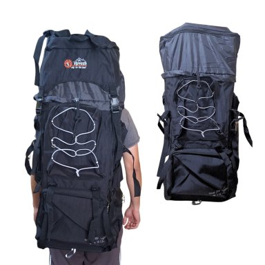 MOCHILA CAMPERA IMPERMEABLE EXPANDIBLE TREKKING 80 + 10 LITROS STEVENS NEGRO