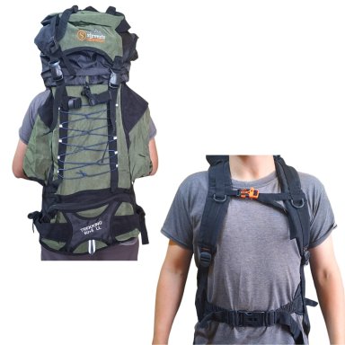 MOCHILA CAMPERA IMPERMEABLE EXPANDIBLE TREKKING 60 + 5 LITROS STEVENS VERDE - 2