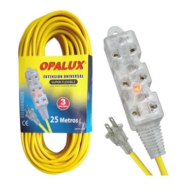 EXTENSION UNIVERSAL SILICONADA DE 25 METROS 3 TOMAS OP-FL1225