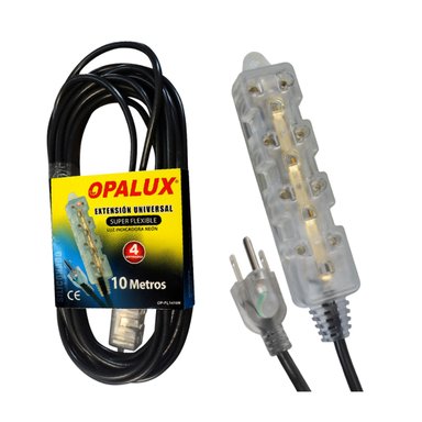 EXTENSION UNIVERSAL SILICONADA DE 10 METROS 4 TOMAS OP-FL11410N