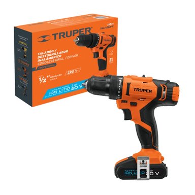 TALADRO INALAMBRICO DE 1/2″ CON BATERÍA DE ION LITIO 20 V 2 AH Y LUZ LED INTEGRADA TRUPER TALI-20A-2 11011