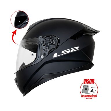 CASCO CON VISOR FOTOCROMATICO LS2 SOLID NEGRO MATE VPHOTOCROM FF802 TALLA M-ECE2206 - 1