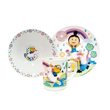 SET DE VAJILLA 3 PIEZAS PARA NIÑOS MINIONS