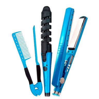 COMBO PLANCHA DE CABELLO NANO TITANIUM + RIZADOR ONDULADOR + PEINE