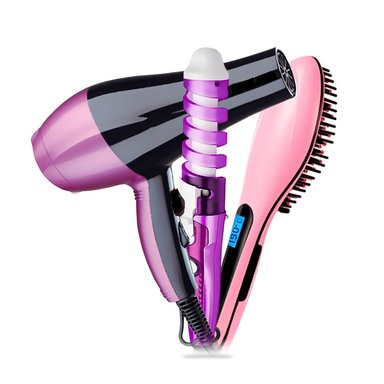 COMBO PLANCHA DE CABELLO PEINE ALISADOR + RIZADOR ONDULADOR + SECADOR