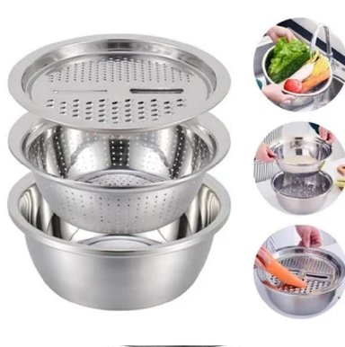 LAVAMANOS REDONDO BOWLS MULTIFUNCIONAL DE ACERO 3 EN 1