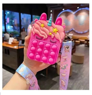 CARTERA FUCSIA POPIT UNICORNIO PARA NIÑA