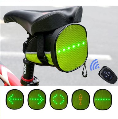 MALETÍN VERDE LED BICICLETA CON SEÑALES DIRECCIONALES