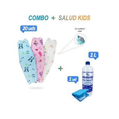 FISH SHAPE NIÑOS 20 UNID + PORTA MASCARILLA + ALCOHOL DE 1L