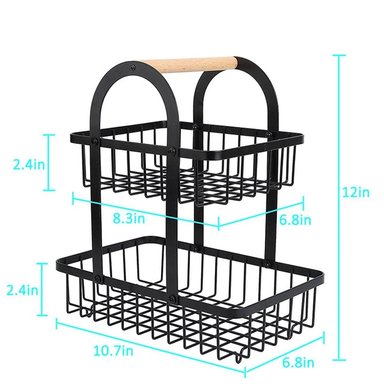 CESTA CEST NEGRO ALMACENAMIENTO FRUTAS VERDURAS 2 NIVELES - 3