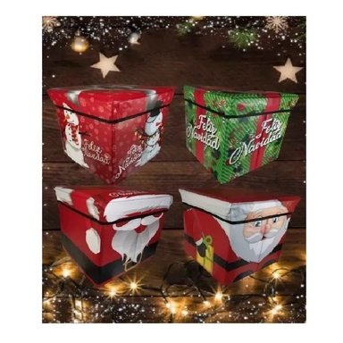 CAJA ROJO PUFF NAVIDEÑA ORGANIZADOR OBJETOS