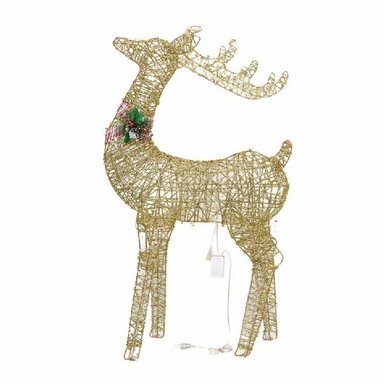 ADORNO RENO METAL DORADO CON LUCES