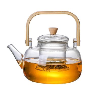 TETERA VIDRIO CON INFUSOR Y ASA DE BAMBÚ 1300 ML