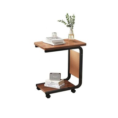 MESA AUXILIAR CON RUEDAS MULTIUSO 2 NIVELES PARA SALA, SOFÁ Y CAMA