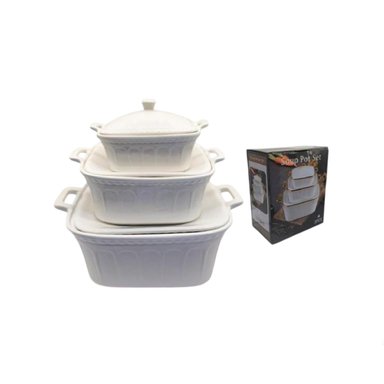 JUEGO DE 3 CUENCOS DE CERÁMICA CON TAPAS