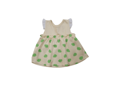 VESTIDO NIÑA WAWA PIMA AMARILLO TROPICAL BEBÉ ALGODÓN