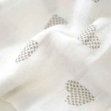 MANTA DE MUSELINA GRAY HEARTS DE ALGODON PARA BEBE