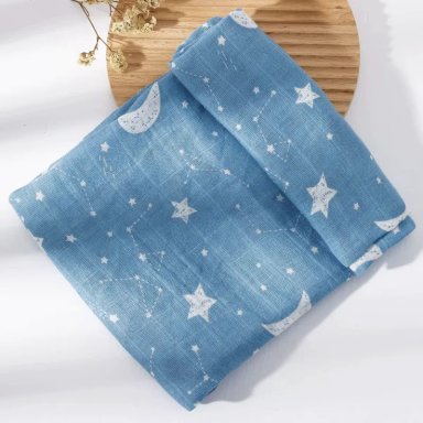 MANTA DE MUSELINA STELLAR NIGHT DE ALGODON PARA BEBE