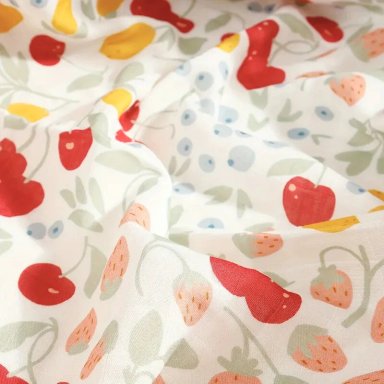 MANTA DE MUSELINA TROPICAL FRUITS DE BAMBU Y ALGODON PARA BEBE