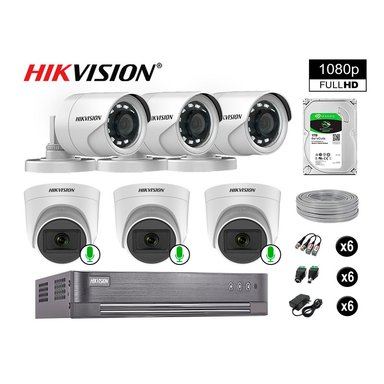 KIT 6 CÁMARA HIKVISION 10021006007 VIGILANCIA FULL HD 03 AUDIO INCORPORADO 1000 GB