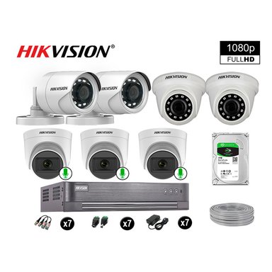 KIT 7 CÁMARA HIKVISION 10021007009 VIGILANCIA FULL HD 03 AUDIO INCORPORADO 1000 GB