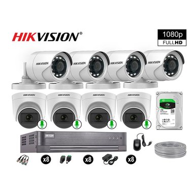 KIT 8 CÁMARA HIKVISION 10021008011 VIGILANCIA FULL HD 04 AUDIO INCORPORADO 1000 GB