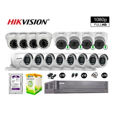 KIT 16 CÁMARA HIKVISION 10021016019 VIGILANCIA FULL HD 04 AUDIO INCORPORADO 1000 GB