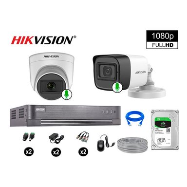 KIT 2 CÁMARA HIKVISION 10021002021 VIGILANCIA FULL HD 2 AUDIO INCORPORADO 1000 GB