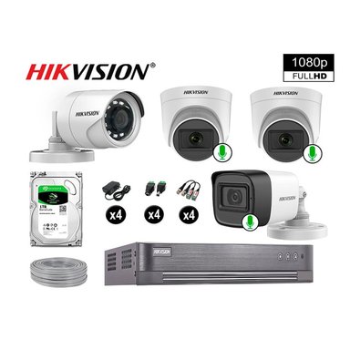 KIT 4 CÁMARA HIKVISION 10021004023 VIGILANCIA FULL HD 3 AUDIO INCORPORADO 1000 GB
