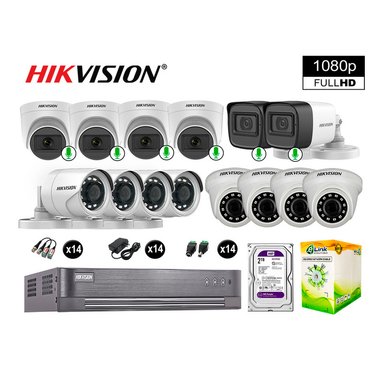 KIT CÁMARA HIKVISION 10021014030 14 VIGILANCIA FULL HD 6 AUDIO INCORPORADO 2000 GB