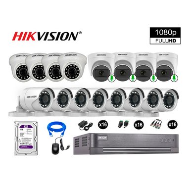 CÁMARA SEGURIDAD HIKVISION KIT 16 FULL HD CON AUDIO | 4 CÁMARA AUDIO DISCO 1TB | LUZ HIBRIDA