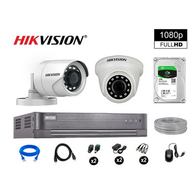 KIT 2 CÁMARA SEGURIDAD HIKVISION 10020202006 VIGILANCIA FULL HD 1080P + DISCO COMPLETO 1 TB