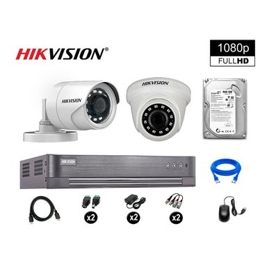 KIT 2 CÁMARA SEGURIDAD HIKVISION 10020202007 VIGILANCIA FULL HD 1080P + DISCO OFERTA 500 GB