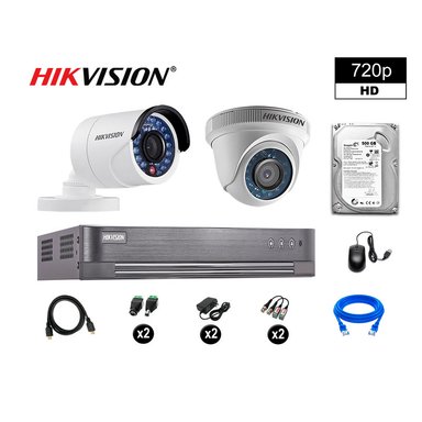 KIT 2 CÁMARA SEGURIDAD HIKVISION 10020202009 VIGILANCIA HD 720P + DISCO OFERTA P2P 500 GB