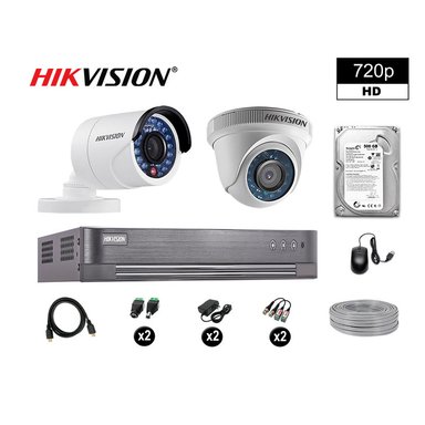 KIT 2 CÁMARA SEGURIDAD HIKVISION 10020202011 VIGILANCIA HD 720P + DISCO COMPLETO P2P 500 GB