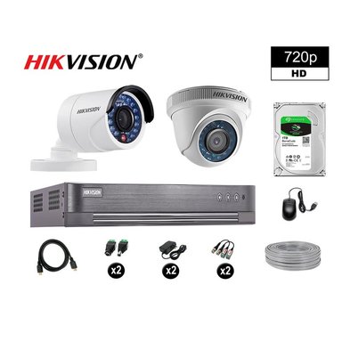 KIT 2 CÁMARA SEGURIDAD HIKVISION 10020202012 VIGILANCIA HD 720P + DISCO COMPLETO P2P 1 TB