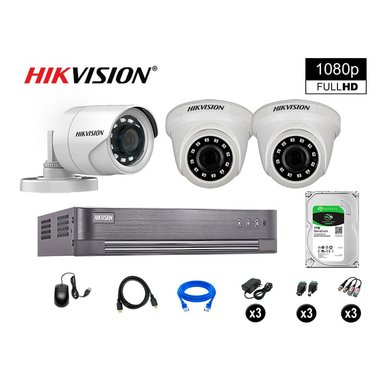 KIT 3 CÁMARA SEGURIDAD HIKVISION 10020203016 VIGILANCIA FULL HD 1080P + DISCO OFERTA 1 TB
