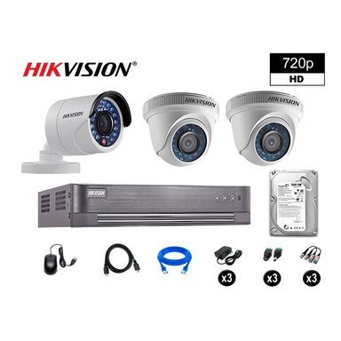 KIT 3 CÁMARA SEGURIDAD HIKVISION 10020203019 VIGILANCIA HD 720P + DISCO OFERTA P2P 500 GB