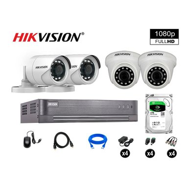 KIT 4 CÁMARA SEGURIDAD HIKVISION 10020204021 VIGILANCIA FULL HD 1080P DISCO OFERTA P2P 1 TB