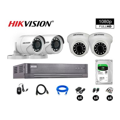 KIT 4 CÁMARA SEGURIDAD HIKVISION 10020204028 VIGILANCIA FULL HD 1080P DISCO OFERTA P2P 2 TB