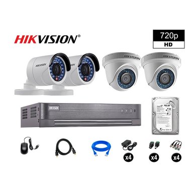 KIT 4 CÁMARA SEGURIDAD HIKVISION 10020204029 VIGILANCIA HD 720P + DISCO OFERTA P2P 500 GB