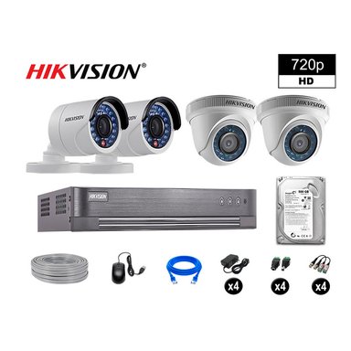 KIT 4 CÁMARA SEGURIDAD HIKVISION 10020204030 VIGILANCIA HD 720P + DISCO COMPLETO P2P 500 GB