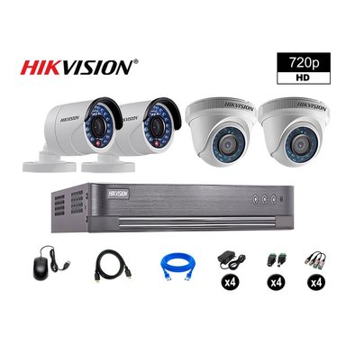 KIT 4 CÁMARA SEGURIDAD HIKVISION 10020204031 VIGILANCIA HD 720P + CABLE HDMI OFERTA P2P